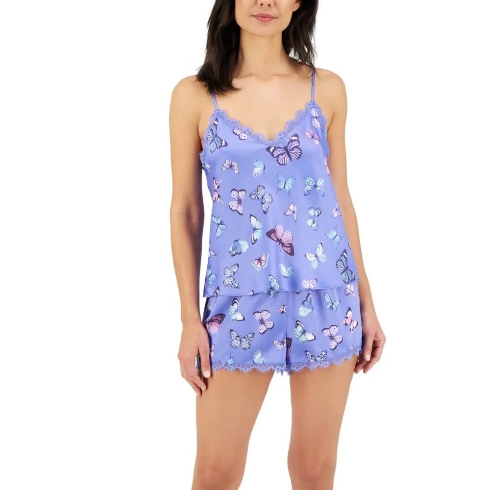 INC Satin Pajama Set – Purple Butterfly Print Cami & Shorts Size XL, XXL NWT